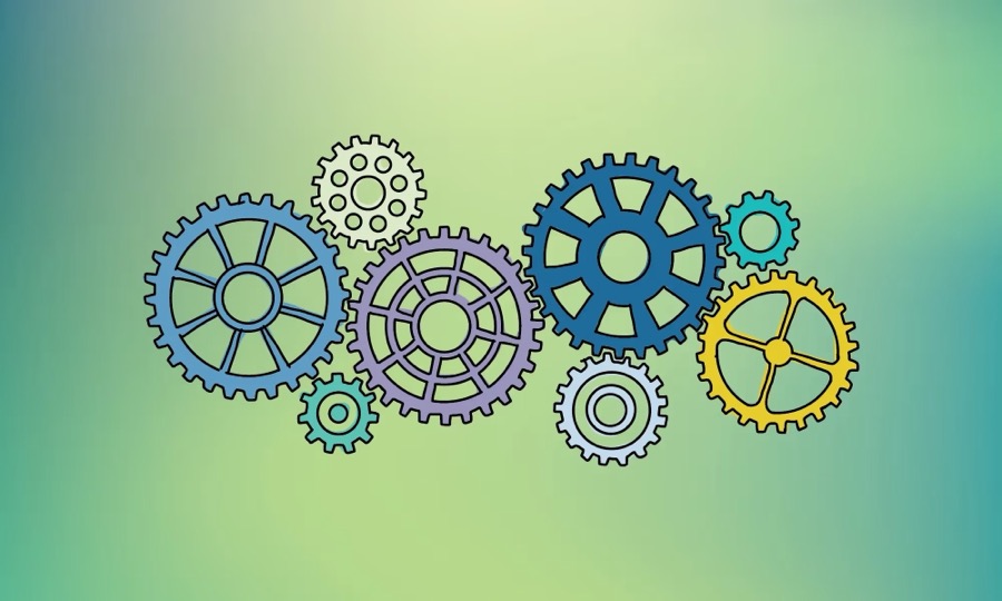 Interlocking coloured gears